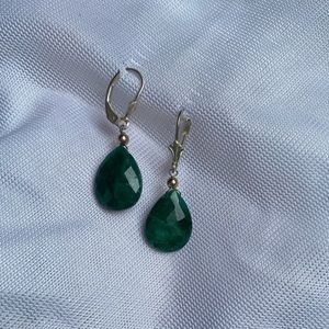 Emerald Leverback Earrings